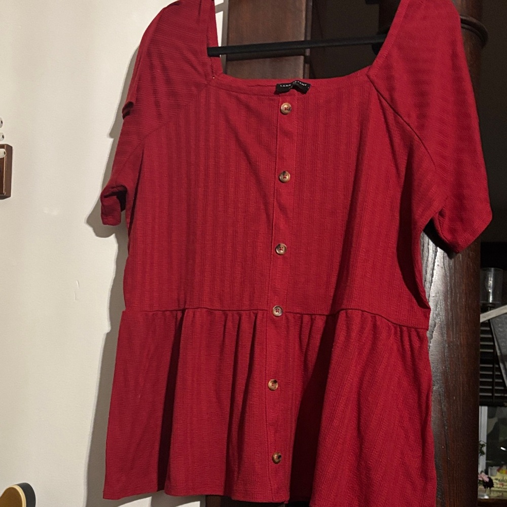 Lane Bryant Red Peplum Blouse